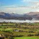 Photo of country side, lake and mountains